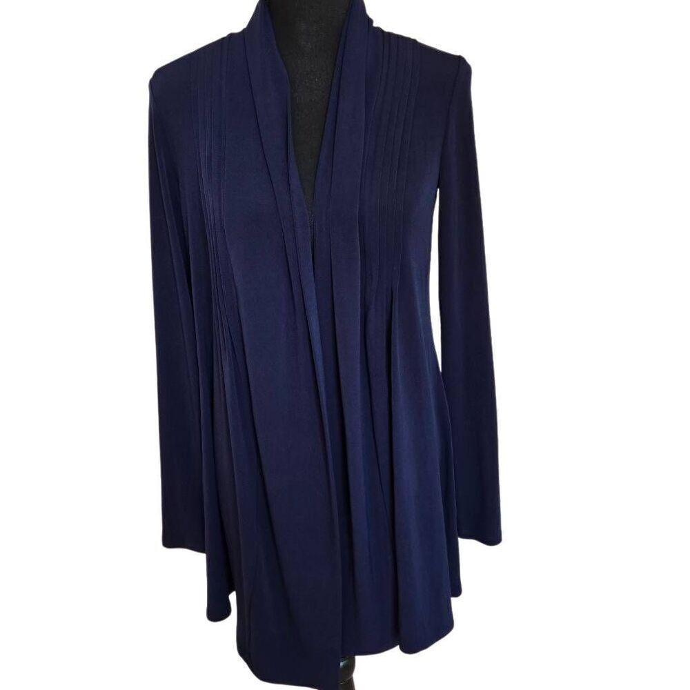 GRACE  Womens Navy Blue Open Front Long Sleeve Lightweight Cardigan Small